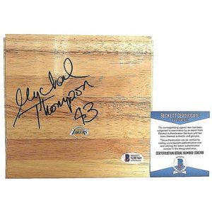 Mychal Thompson LA Lakers Signed Basketball Floorboard Beckett Autographed BAS